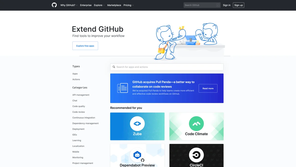 GitHub marketplace screenshot