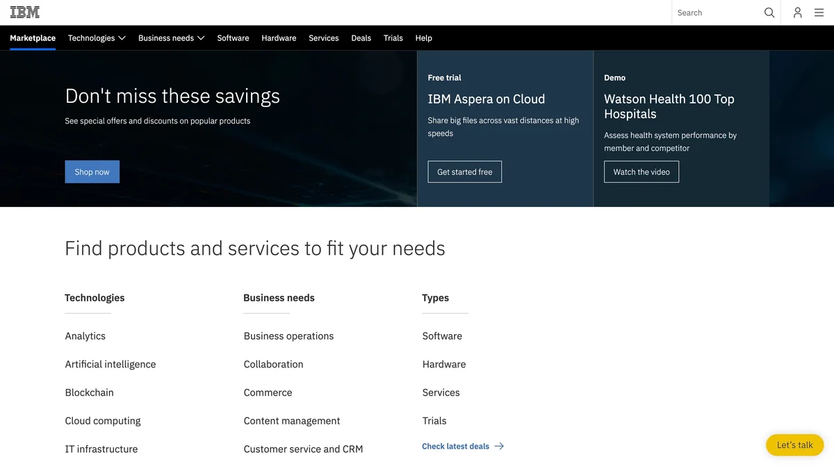 IBM Cloud Marketplace marketplace screenshot