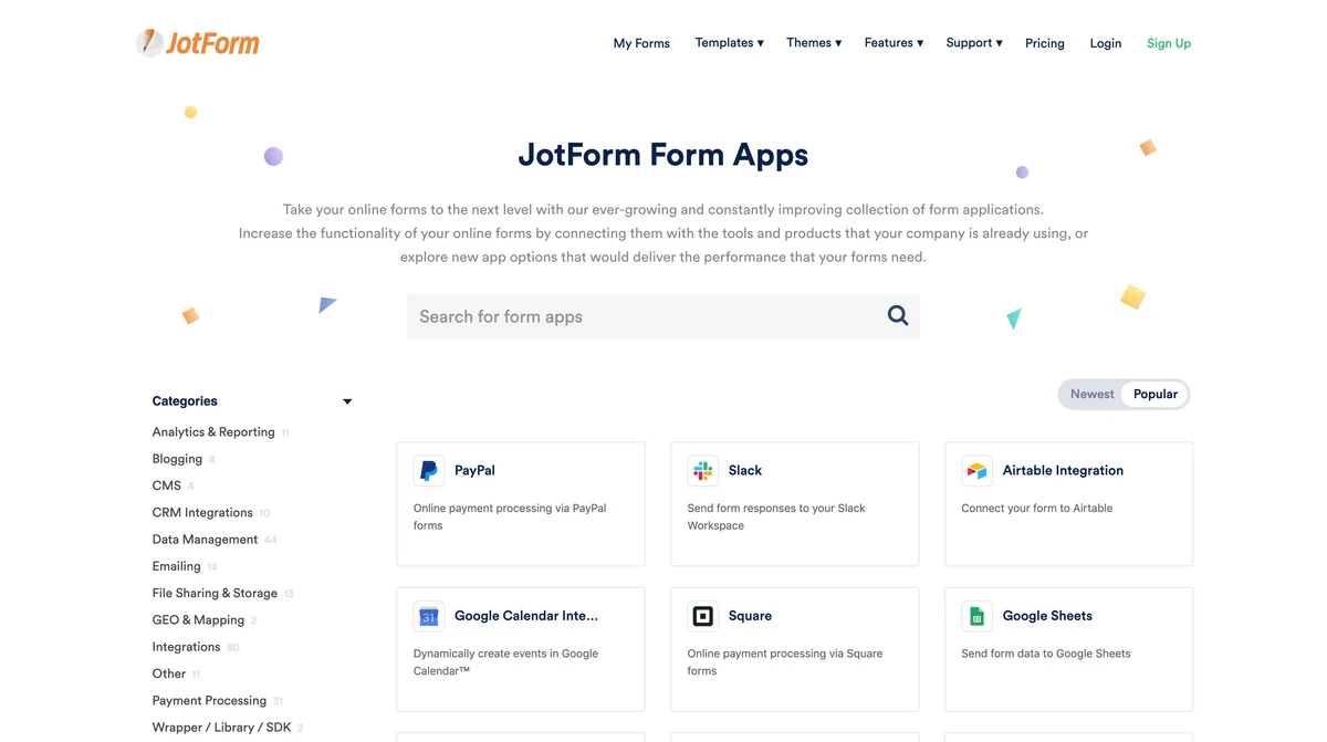 JotForm marketplace screenshot