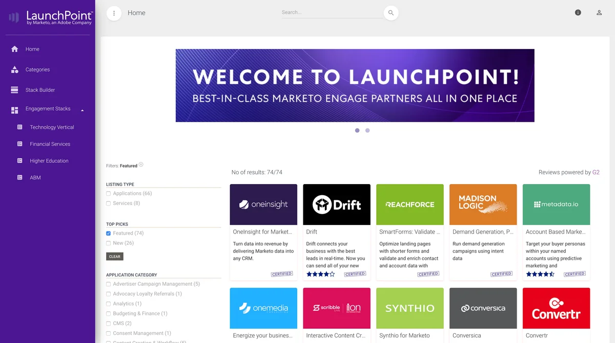 Marketo marketplace screenshot