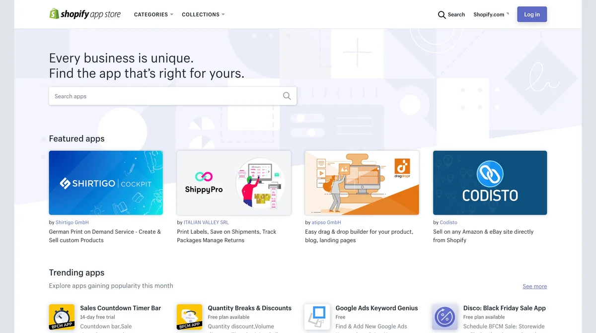 Shopify marketplace screenshot