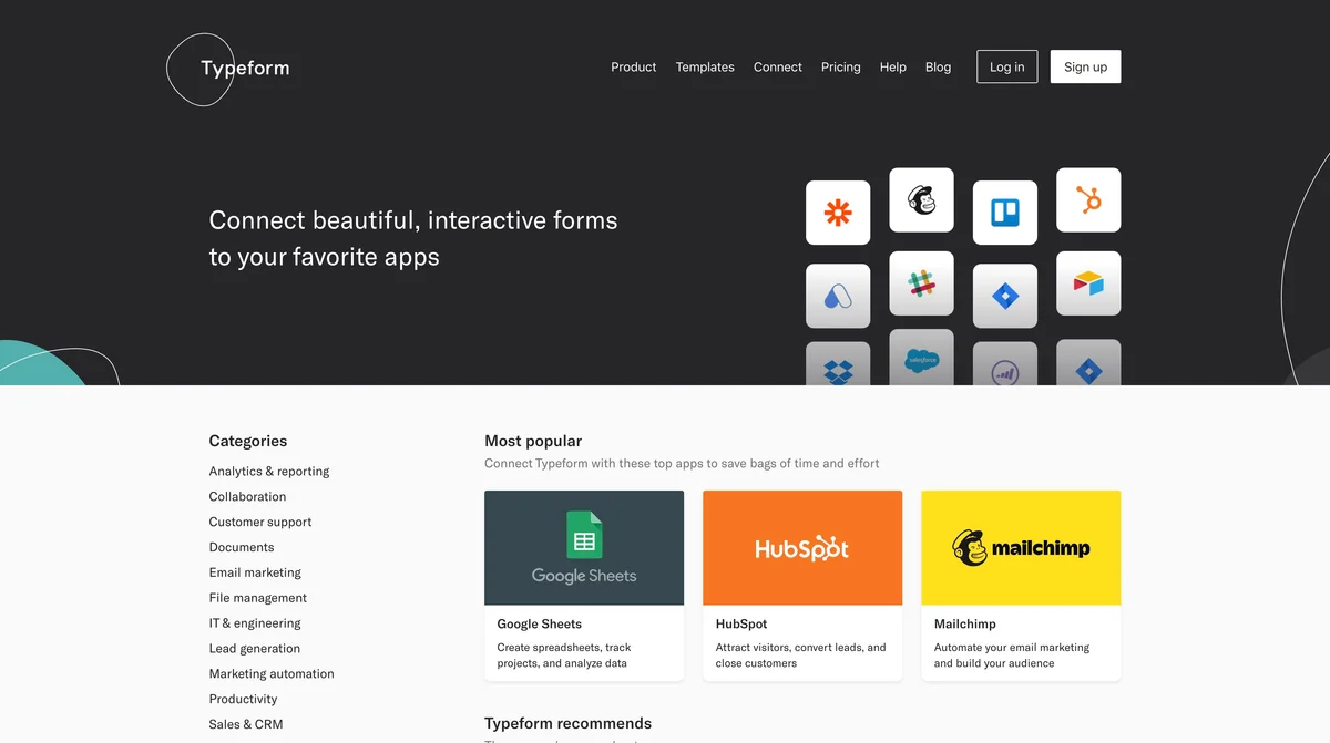 Typeform marketplace screenshot