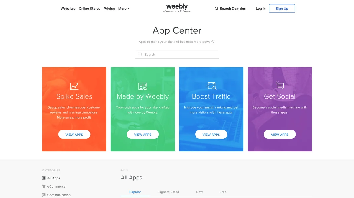 Weebly marketplace screenshot