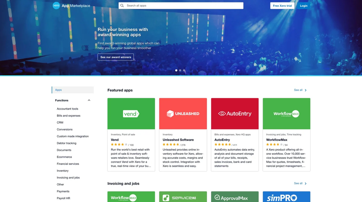 Xero marketplace screenshot