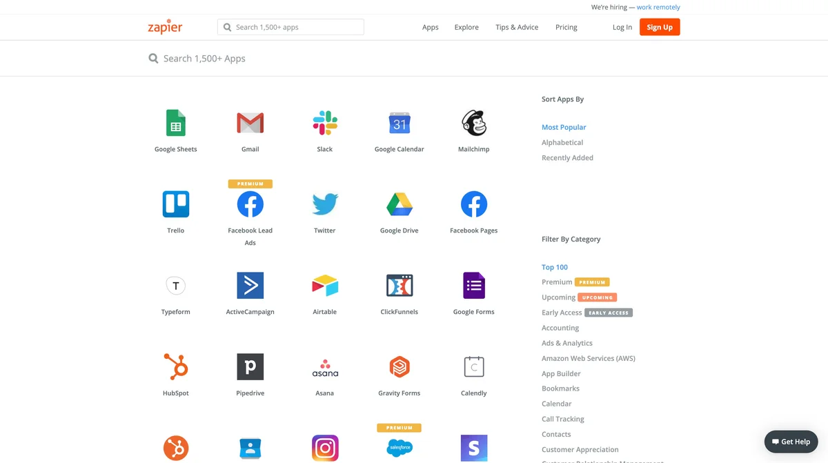 Zapier marketplace screenshot