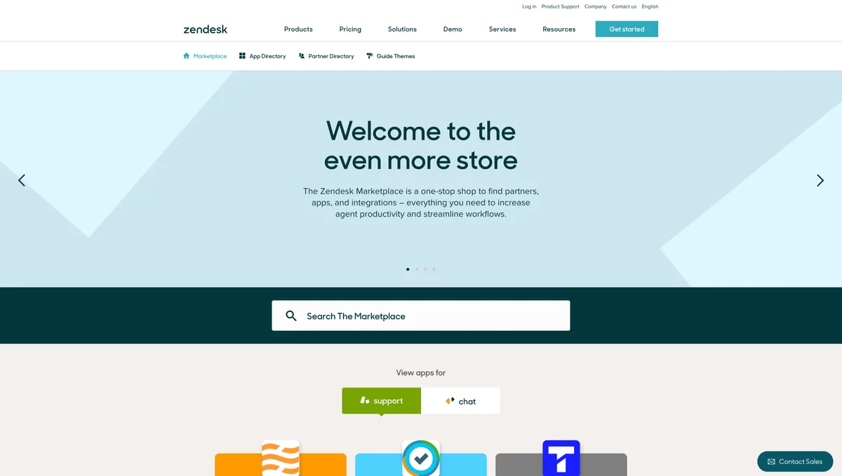 Zendesk marketplace screenshot