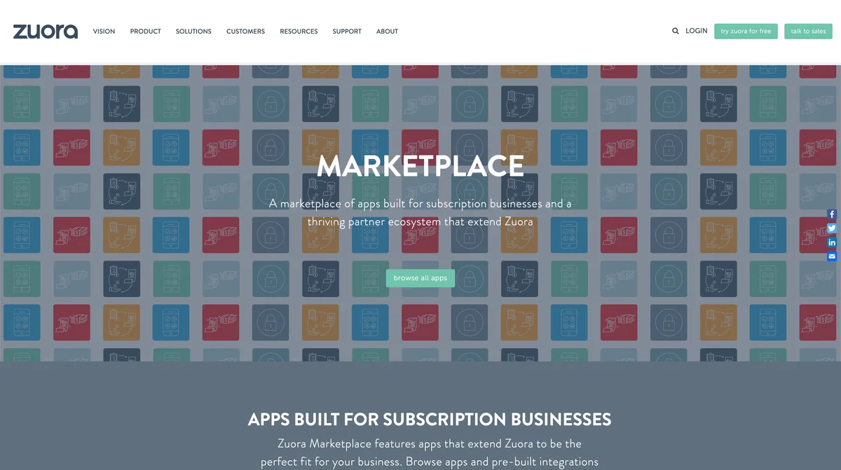 Zuora marketplace screenshot